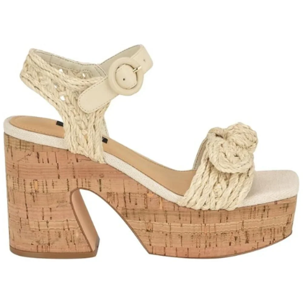 Nine West Women's Comiele Platform Sandal Size 10 M, IVORY 150